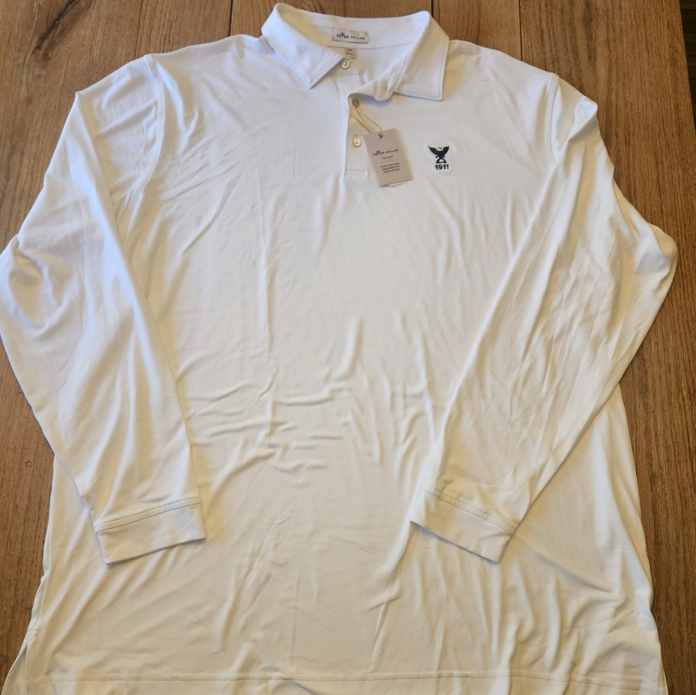 NWT! $95 Retail! Peter Millar White Long Sleeve Polo Shirt